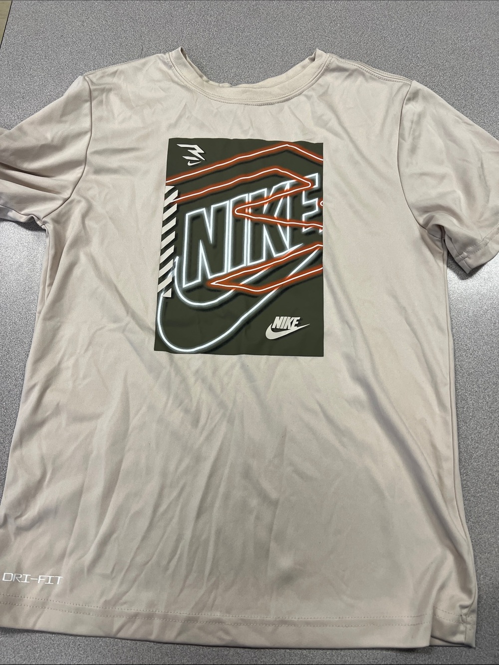Nike Men's Light Beige Short Sleeve Graphic Dri-FIT Tee